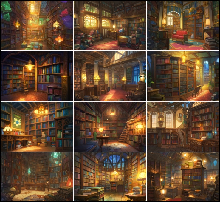 【著作権フリーファンタジー背景素材集】幻想図書館73種