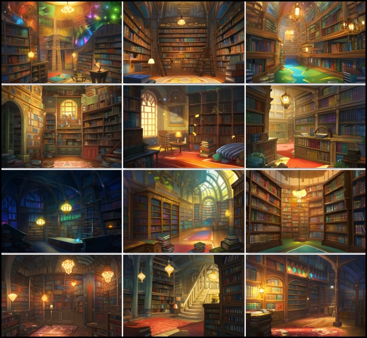 【著作権フリーファンタジー背景素材集】幻想図書館73種