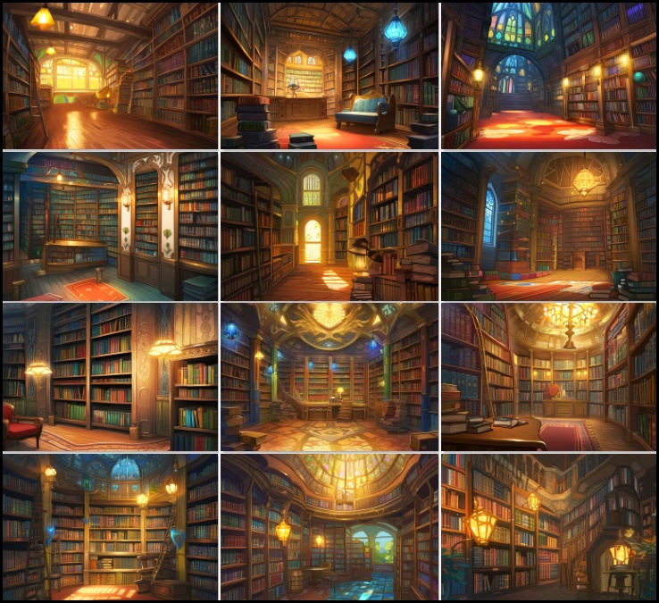 【著作権フリーファンタジー背景素材集】幻想図書館73種