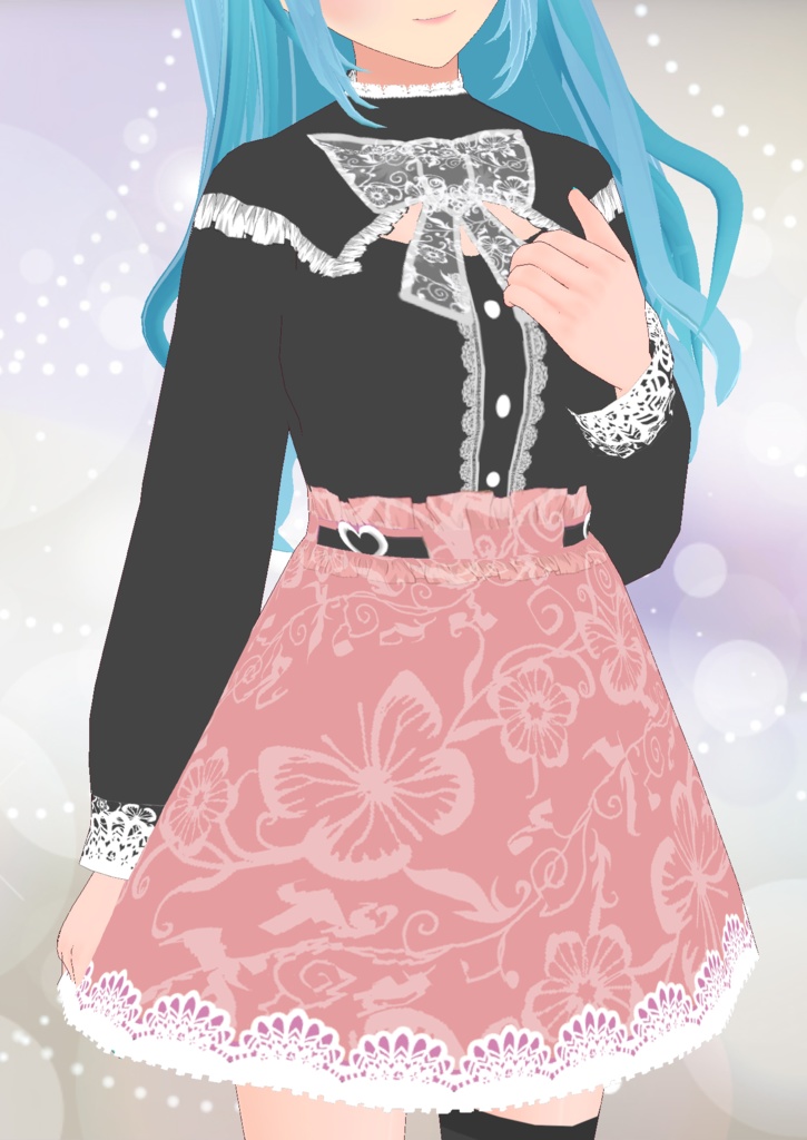 デコルテあきブラウス+スカート