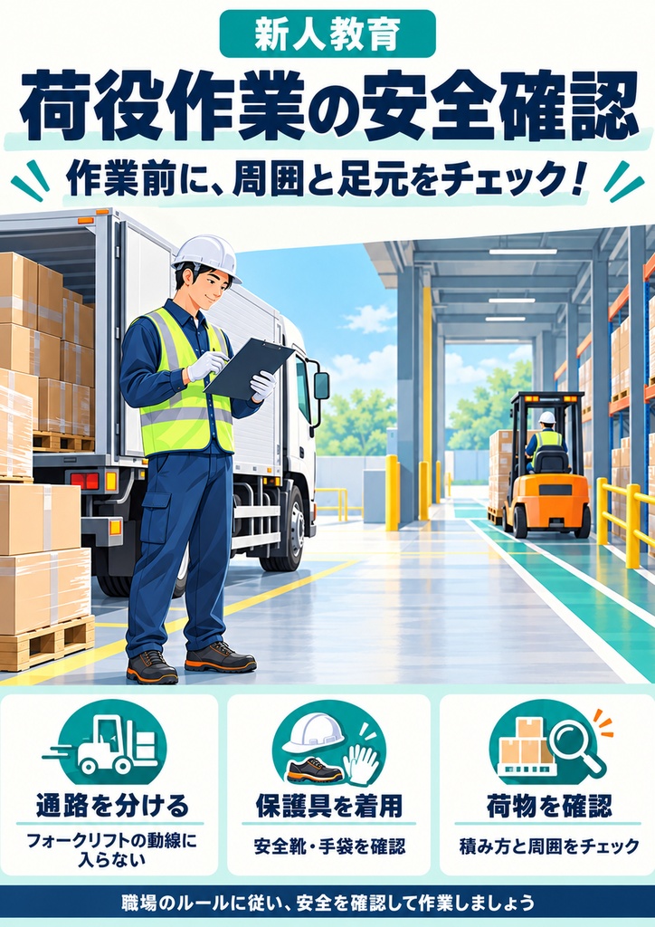    荷役作業の安全確認ポスター｜新人教育用 A4 PDF・PNG