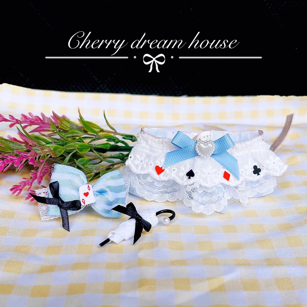 【数量限定】ぬい服 10cm ちいかわ 着せ替え アリス風 ワンピースリボン 洋傘 3点セット ベビーブルー