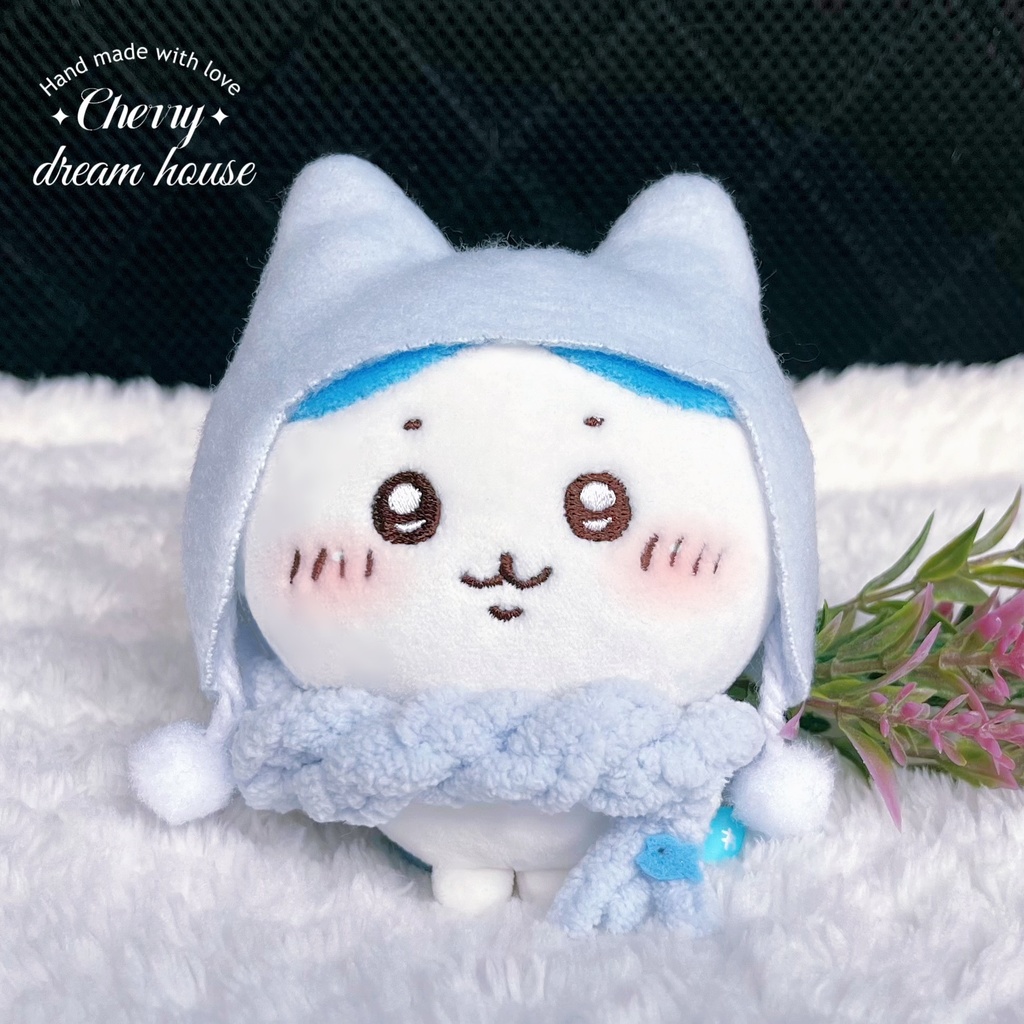 ぬい服 10cm ちいかわ ハチワレ 防寒帽子 マフラー モコ 可愛い