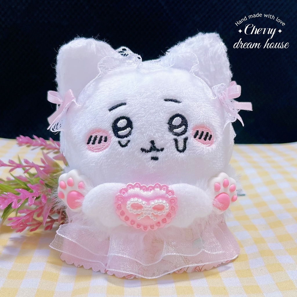ぬい服 10cm ちいかわ 白猫 2点セット 肉球 可愛い ピンク