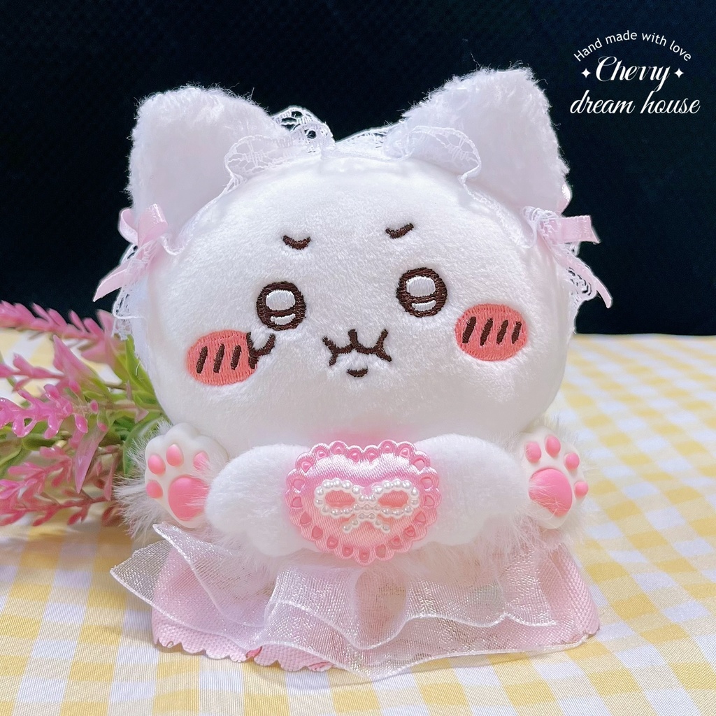 ぬい服 10cm ちいかわ 白猫 2点セット 肉球 可愛い ピンク