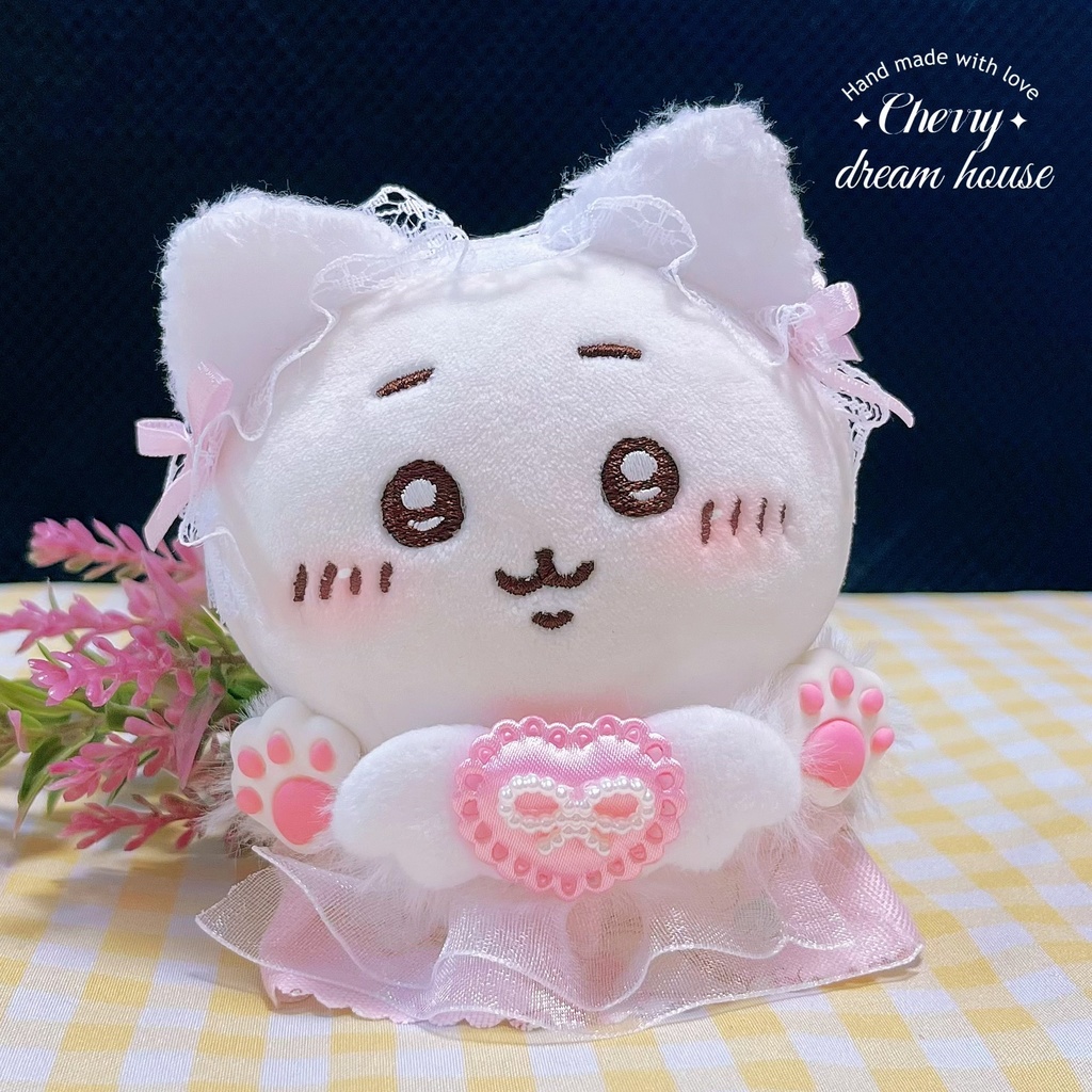 ぬい服 10cm ちいかわ 白猫 2点セット 肉球 可愛い ピンク