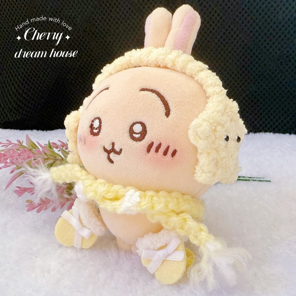 ぬい服 10cm ちいかわ うさぎ 星イヤーマフ 耳当て マフラー 手袋 3点セット モコモコ ふわふわ 可愛い