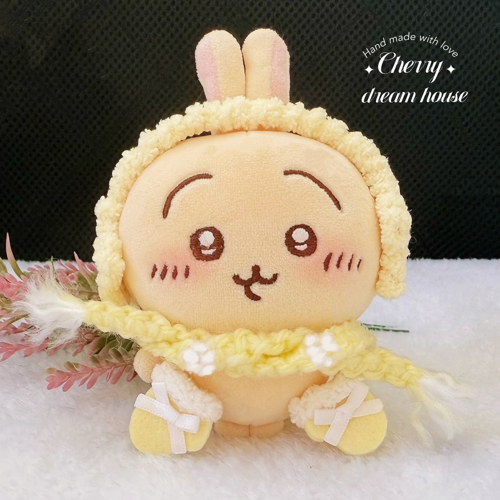 ぬい服 10cm ちいかわ うさぎ 星イヤーマフ 耳当て マフラー 手袋 3点セット モコモコ ふわふわ 可愛い