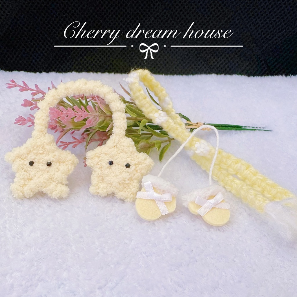 ぬい服 10cm ちいかわ うさぎ 星イヤーマフ 耳当て マフラー 手袋 3点セット モコモコ ふわふわ 可愛い