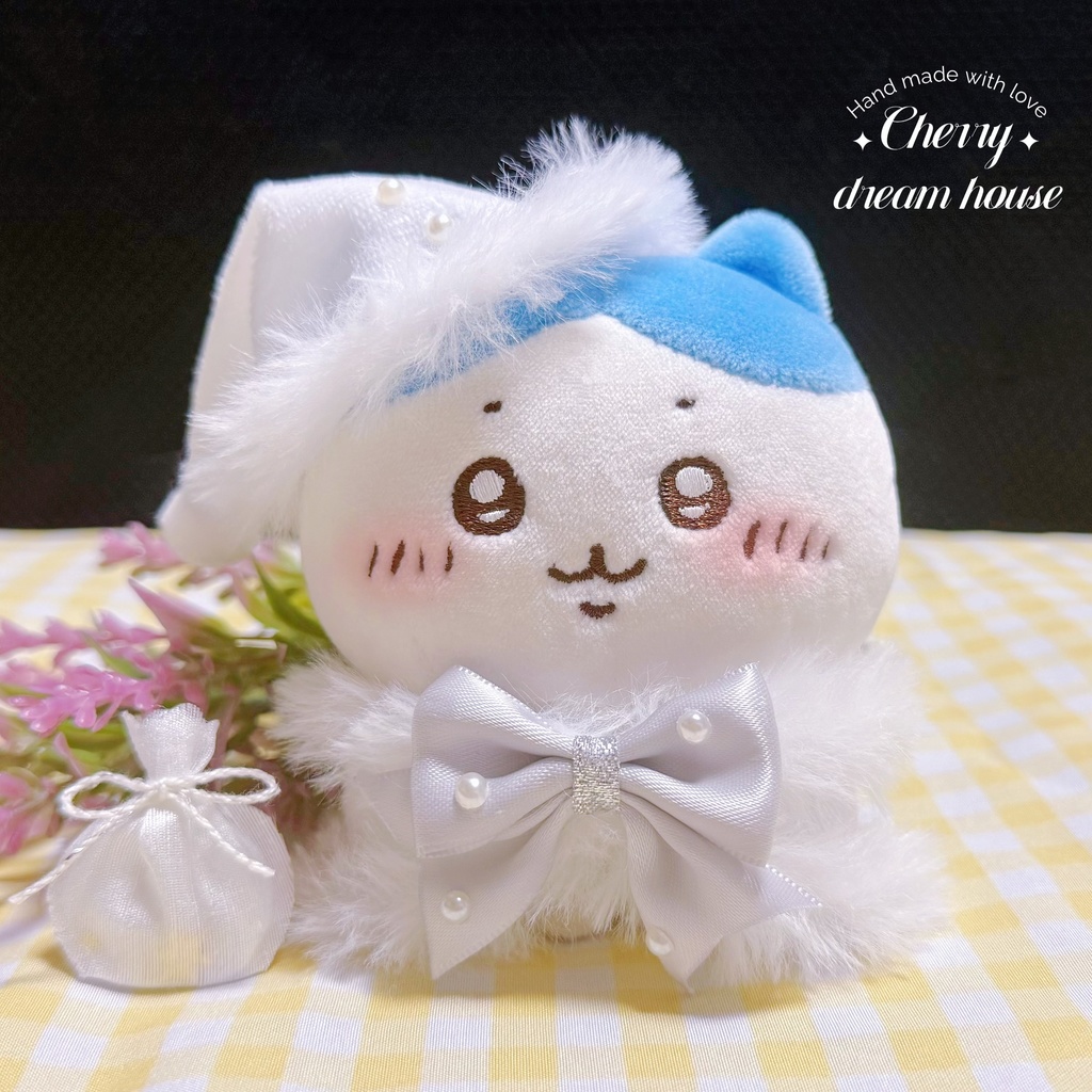 ぬい服 10cm ちいかわ 着せ替え クリスマス サンタクロース 白 ポンチョ 3点セット 可愛い