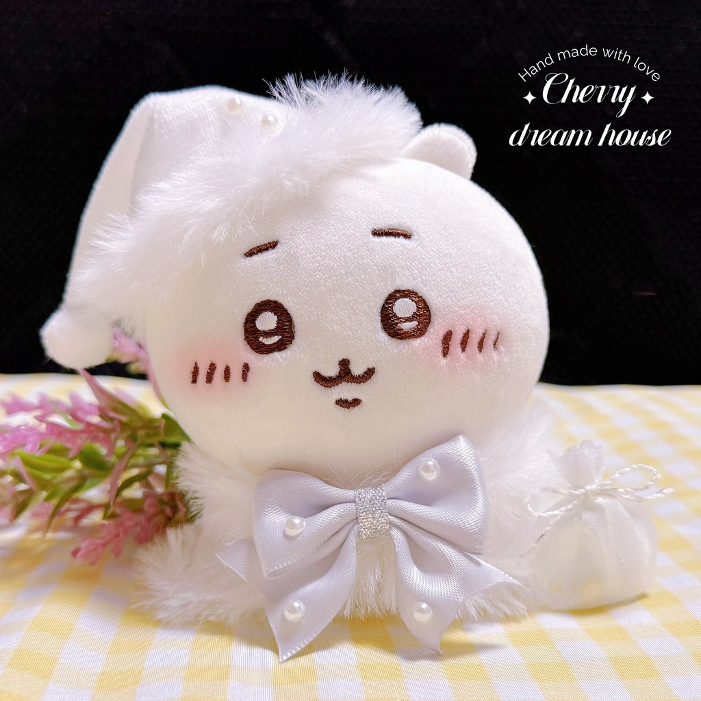 ぬい服 10cm ちいかわ 着せ替え クリスマス サンタクロース 白 ポンチョ 3点セット 可愛い