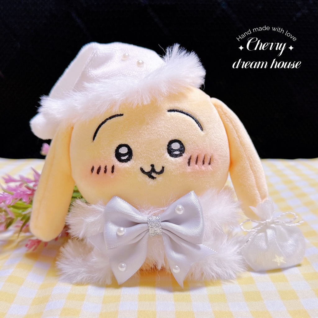 ぬい服 10cm ちいかわ 着せ替え クリスマス サンタクロース 白 ポンチョ 3点セット 可愛い