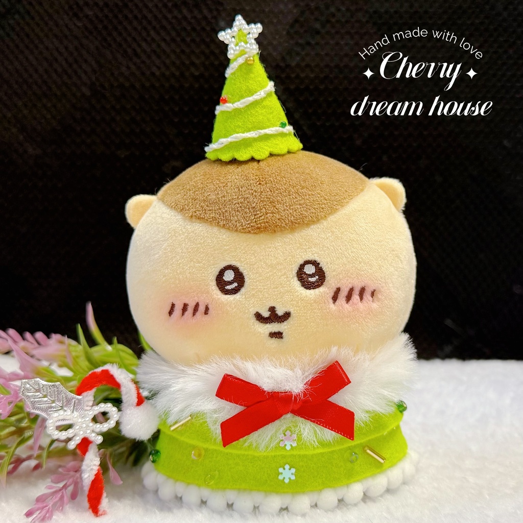 ぬい服 10cm 着せ替え ちいかわ クリスマスツリー キャンディケイン 3点セット 可愛い