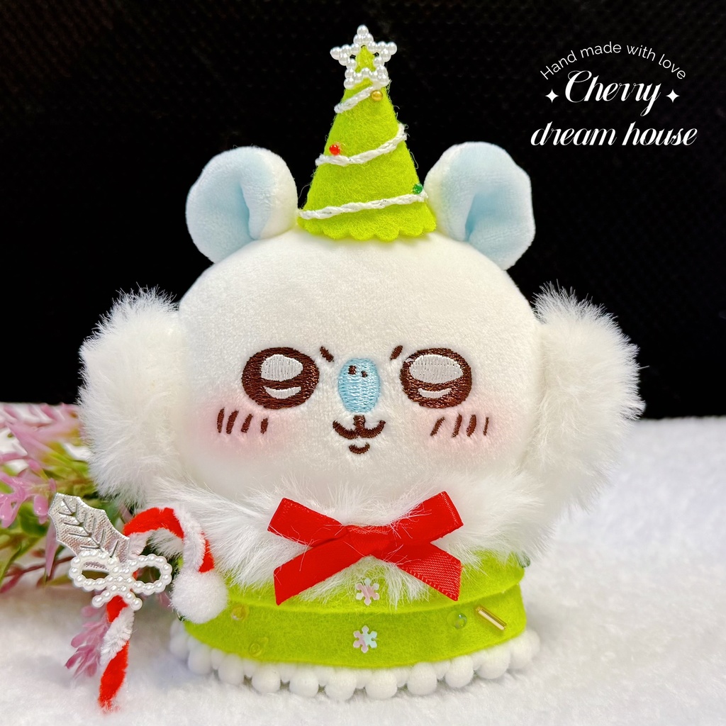 ぬい服 10cm 着せ替え ちいかわ クリスマスツリー キャンディケイン 3点セット 可愛い