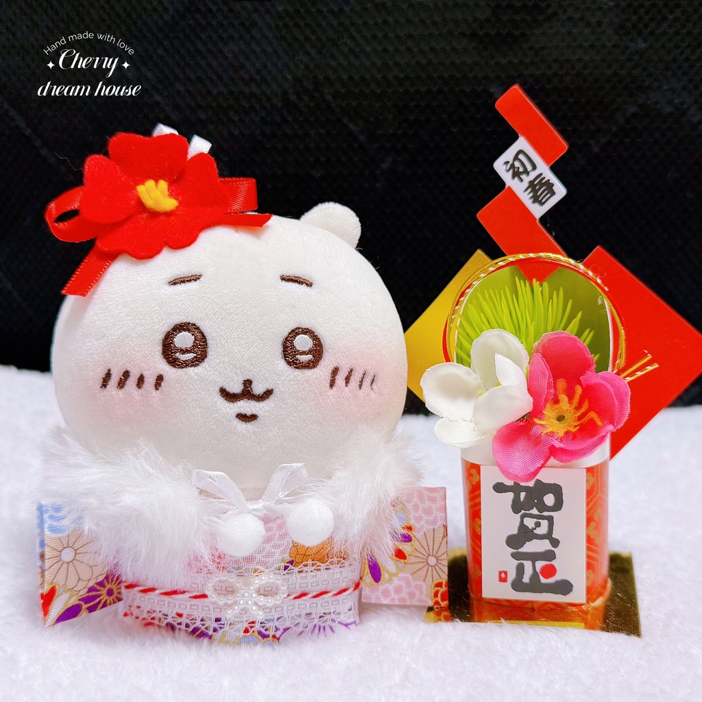 ぬい服 10cm 着せ替え ちいかわ お正月 着物 和服 2way 4点セット 可愛い