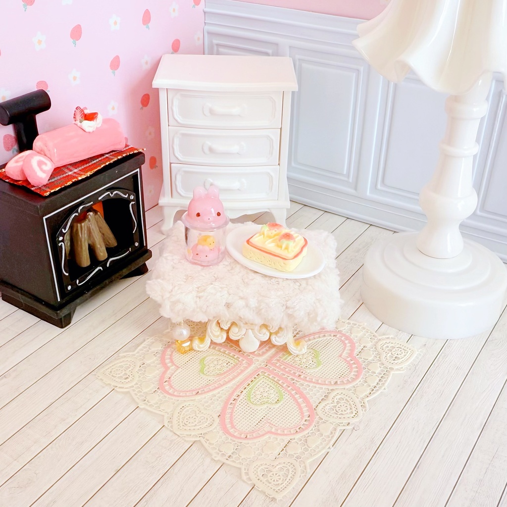 ドールハウス ドール用 レース風 2way テーブルクロス カーペット 2枚セット 可愛い ミニチュア