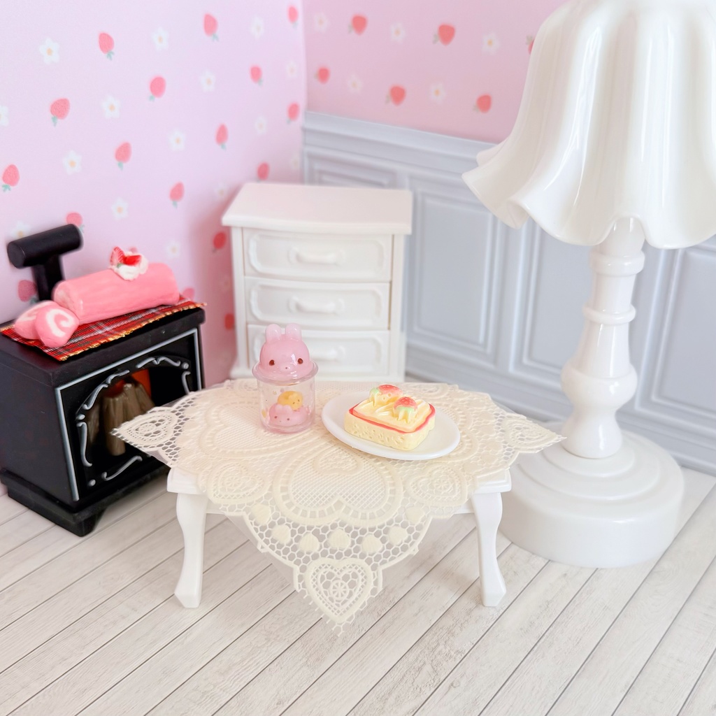 ドールハウス ドール用 レース風 2way テーブルクロス カーペット 2枚セット 可愛い ミニチュア