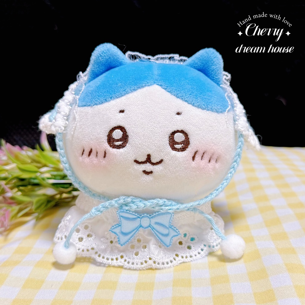 感谢価格❤️ぬい服 ちいかわ ハチワレ カントリー風 ロリータ バブーシュカ フリル スタイ 2点セット 可愛い