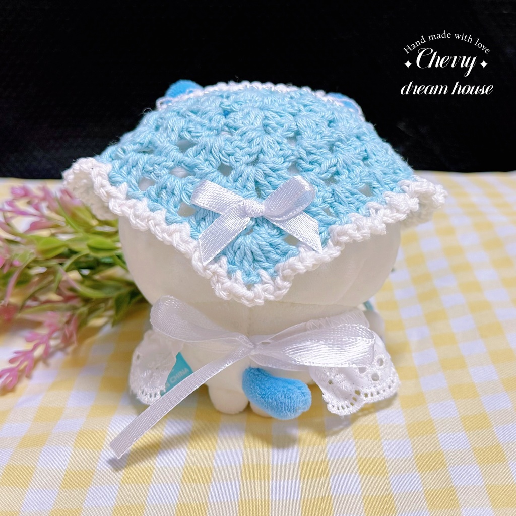 感谢価格❤️ぬい服 ちいかわ ハチワレ カントリー風 ロリータ バブーシュカ フリル スタイ 2点セット 可愛い