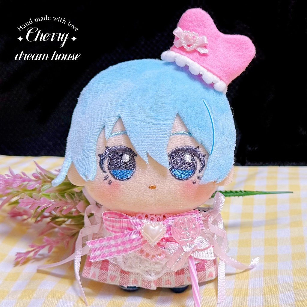 ぬい服 10cm 着せ替え ちびぐるみ ちびぬい バレンタイン ハート帽子 3点セット 可愛い ピンク