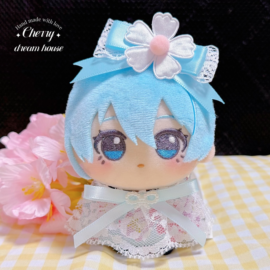 ぬい服 10cm ちびぐるみ ちびぬい さくら お花見 ワンピース リボン 2点セット