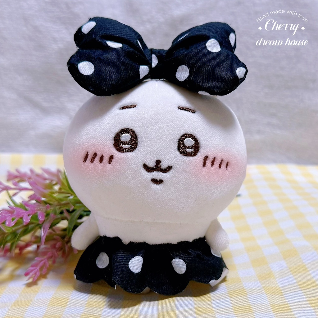 ぬい服 10cm ちいかわ ドット柄 リボン スカート 2点セット 可愛い
