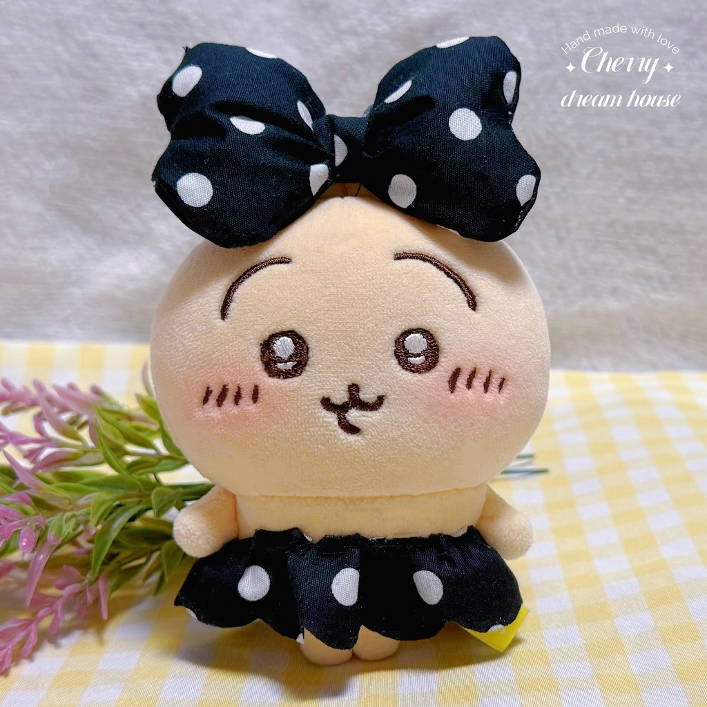 ぬい服 10cm ちいかわ ドット柄 リボン スカート 2点セット 可愛い