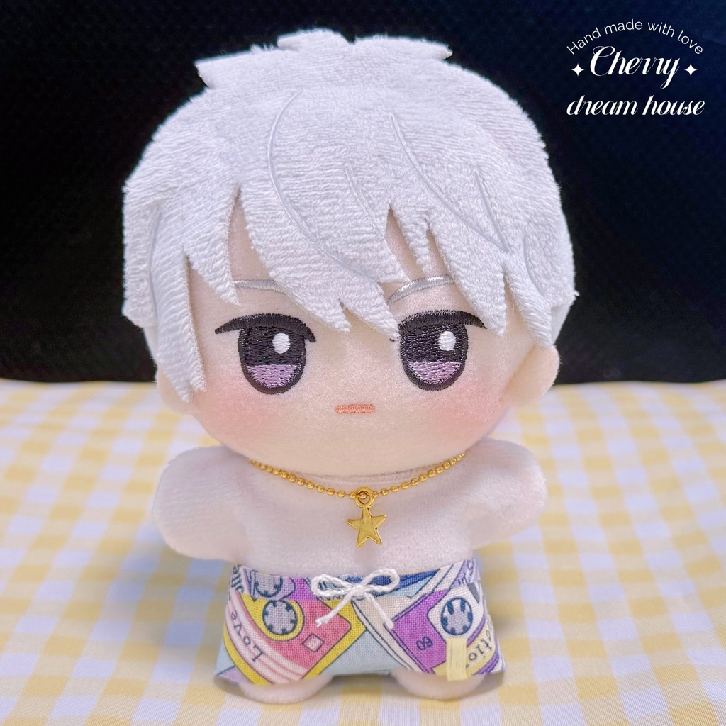 ぬい服 10cm ちびぐるみ ちびぬい ビーチパンツ 水着付き ボディスーツ 星ネックレス 2点セット ③青 可愛い