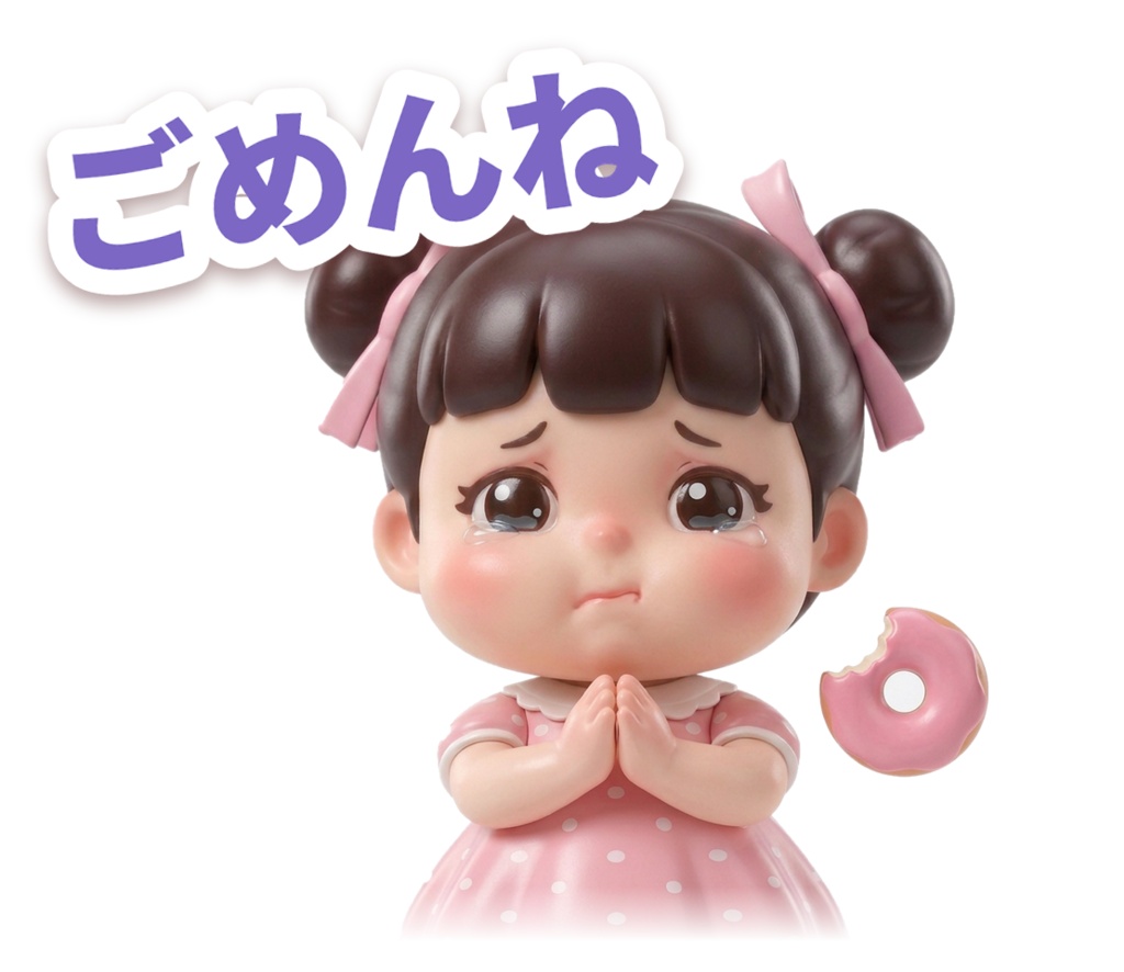 もぐもぐちびっこ 第2弾 まいにちのあいさつ デジタルステッカー 全8種16枚|文字あり・文字なし 透過PNG