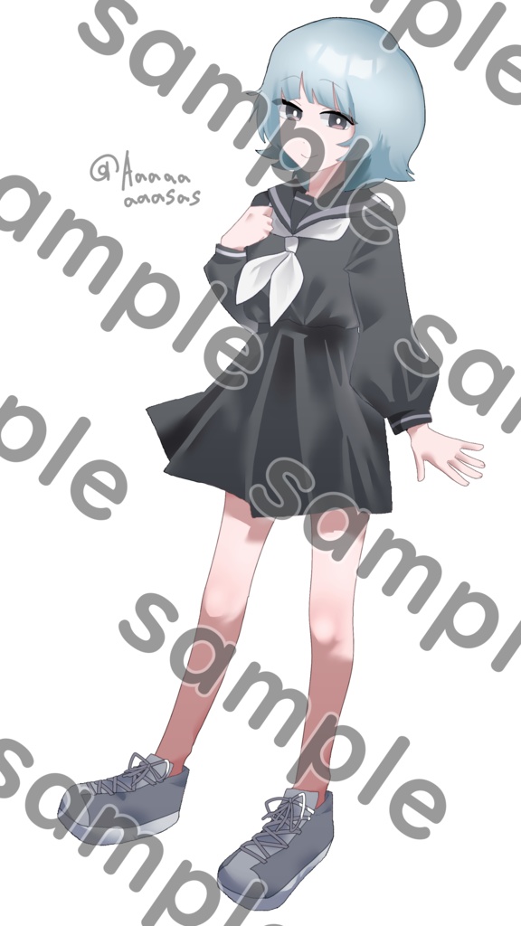 【無料】セーラー服 少女 立ち絵イラスト素材