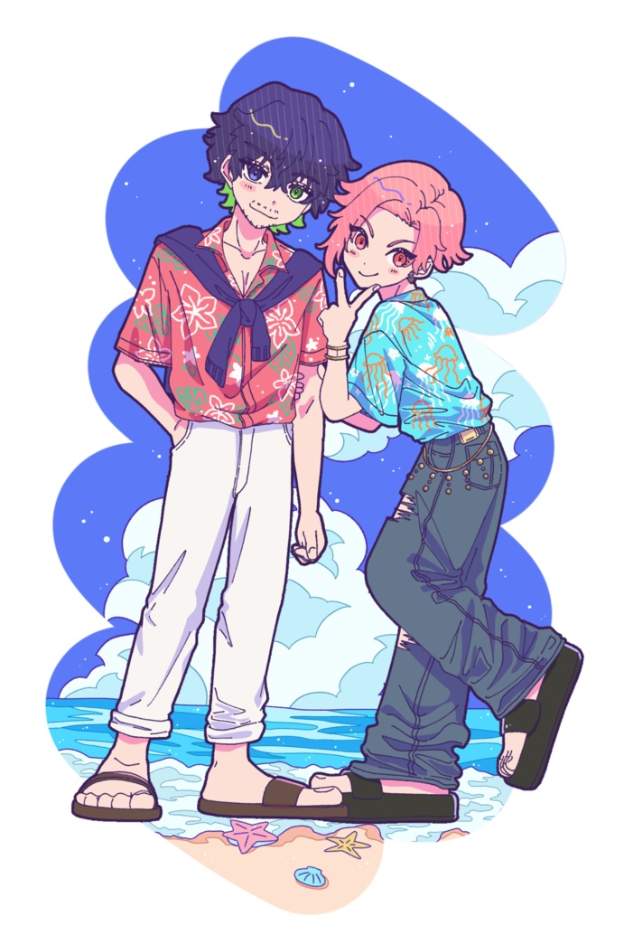 夏のアクリルキーホルダー