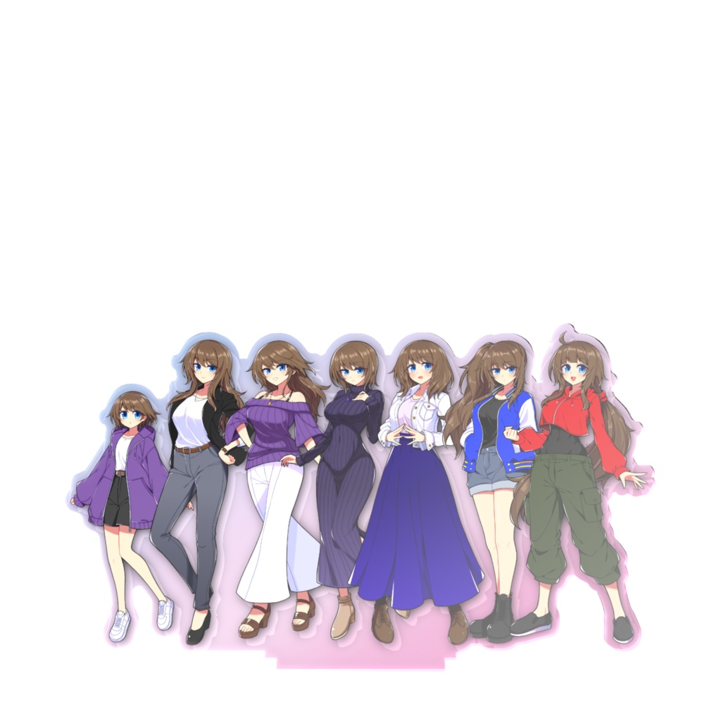 【OC】青眼茶髪の綾音 アクリルスタンド 集合