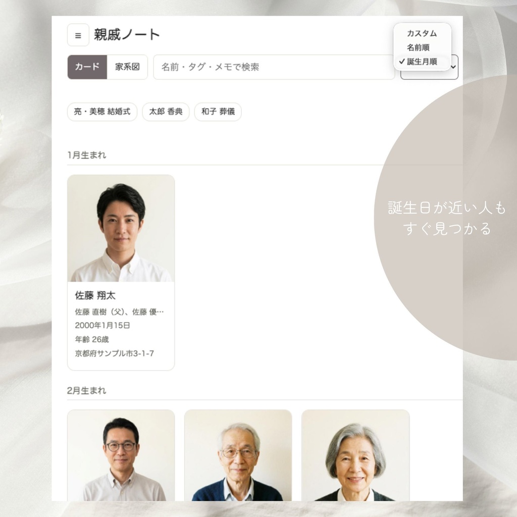 親戚ノート|親戚の顔と名前を、ひと目で。ダウンロード版デジタルノート