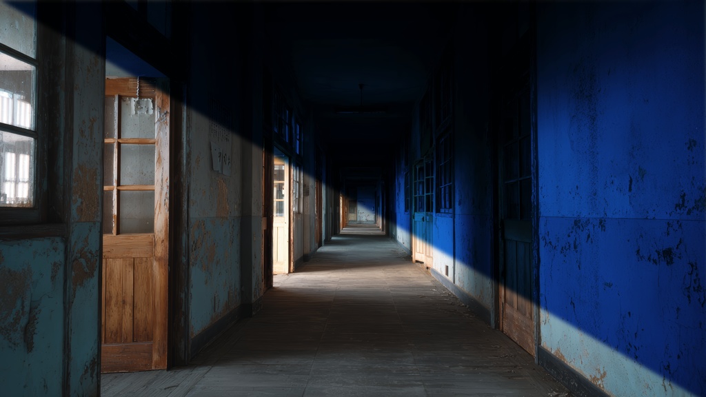 背景素材パック Vol.1|学校廊下編(昼/夜10枚・4K)