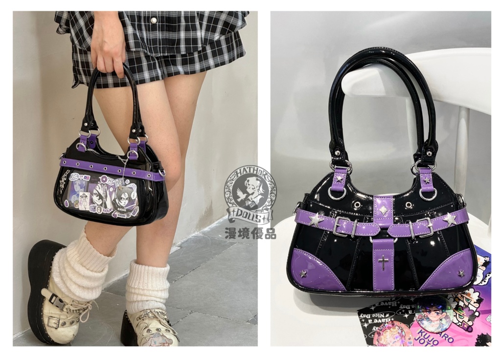 『即納』漫境優品(マンキョウ)製 封印の星・痛バッグ ハンドバッグ 全7色 ショルダー・手提げ両用 バッジ 透明 推し活 推し入れ