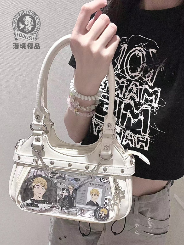 『即納』漫境優品(マンキョウ)製 封印の星・痛バッグ ハンドバッグ 全7色 ショルダー・手提げ両用 バッジ 透明 推し活 推し入れ