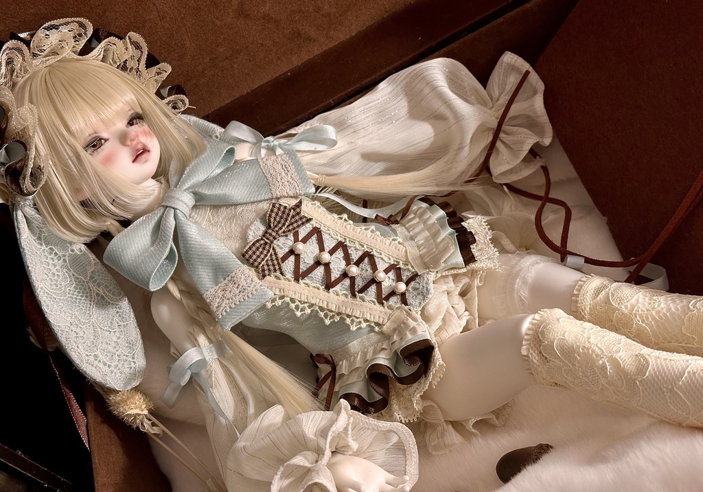 『期間限定予約』「バニーティータイム」チョコミント・青×茶 ドール服 MDD 1/4サイズ セット ロリータ