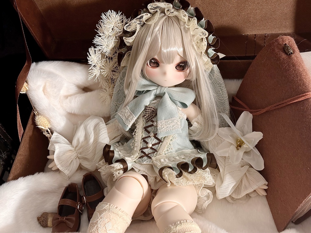 『期間限定予約』「バニーティータイム」チョコミント・青×茶 ドール服 MDD 1/4サイズ セット ロリータ