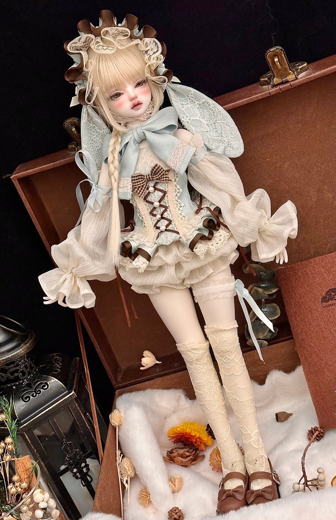 『期間限定予約』「バニーティータイム」チョコミント・青×茶 ドール服 MDD 1/4サイズ セット ロリータ