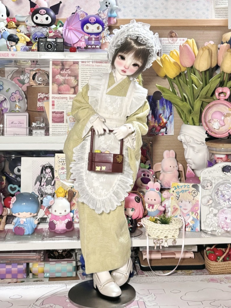 『予約』「昭和ロマン」和装エプロンメイド 着物 全4色 ドール服 MDD 1/4サイズ セット