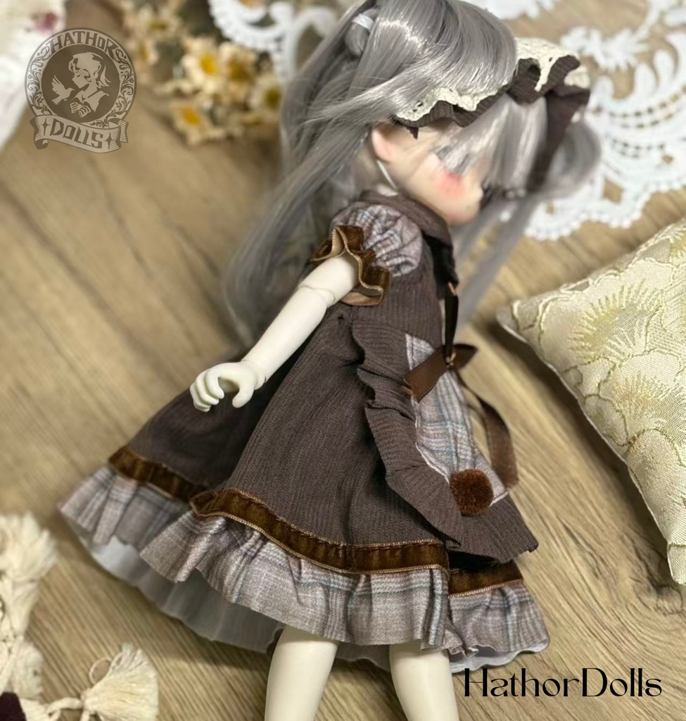 【即納】2点入 幼sd クマ刺繍 ドール服 クラシックブラウンセット ディーラー様製 1/6 MSD 球体関節人形