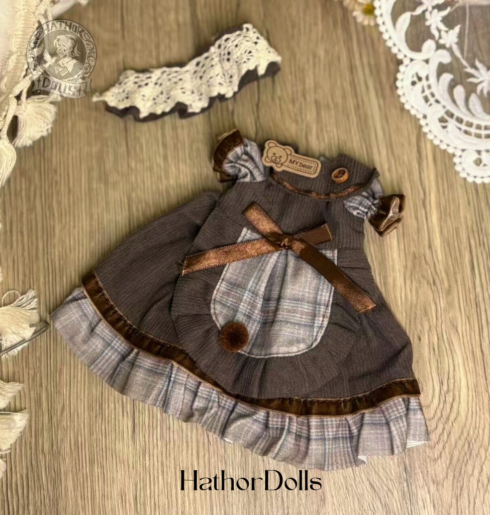 【即納】2点入 幼sd クマ刺繍 ドール服 クラシックブラウンセット ディーラー様製 1/6 MSD 球体関節人形