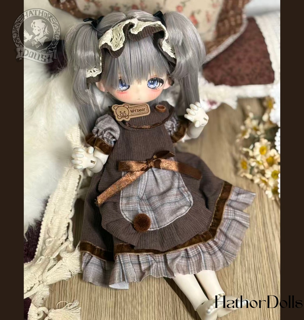 【即納】2点入 幼sd クマ刺繍 ドール服 クラシックブラウンセット ディーラー様製 1/6 MSD 球体関節人形