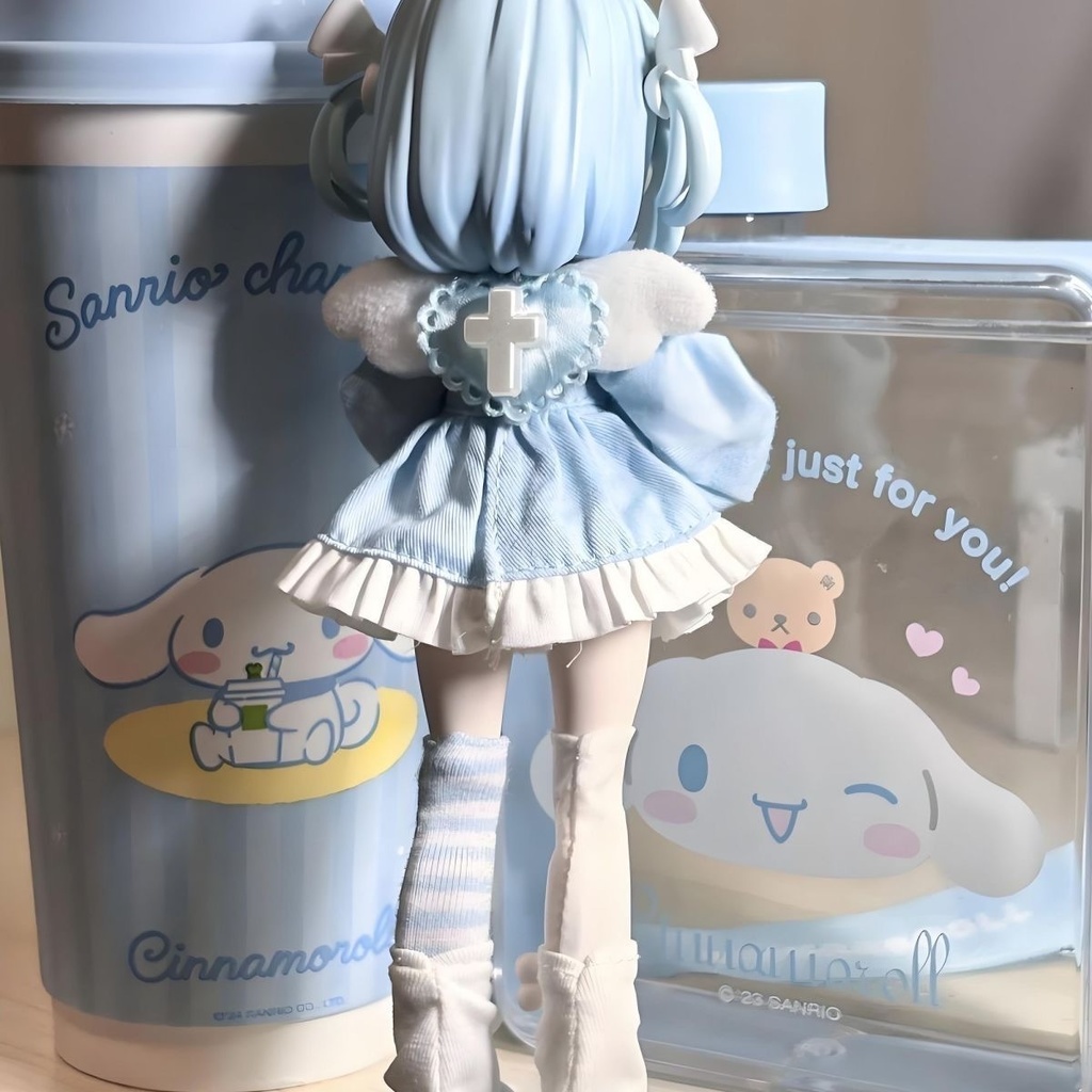 【即納】BJD MJD 1/8 1/12サイズ ブラインドボックスドール用 ブルー×ホワイト 天使風ワンピース+ソックスセット