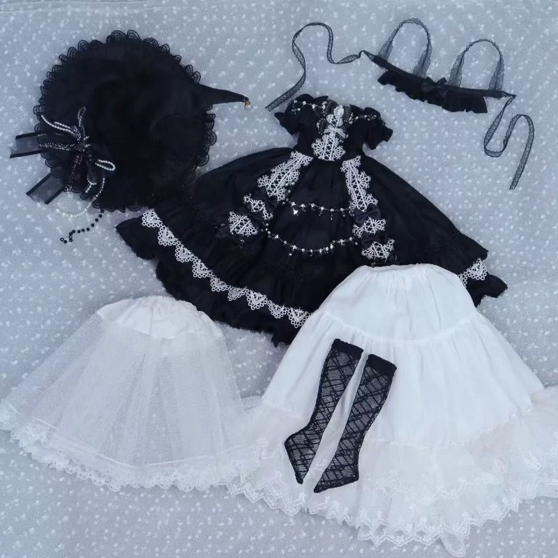 【受注】 BJD 1/4ドール用「魔女宙」ゴシックロリータドレスセット（ブラック）6点入 ［受注生産／30日以内発送］