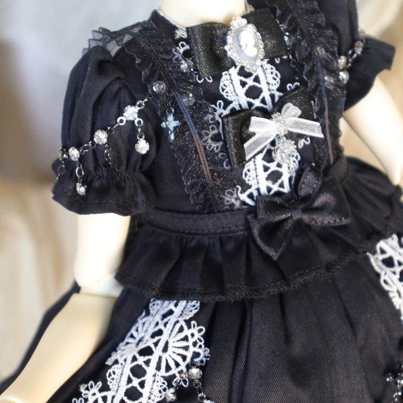 【受注】 BJD 1/4ドール用「魔女宙」ゴシックロリータドレスセット（ブラック）6点入 ［受注生産／30日以内発送］