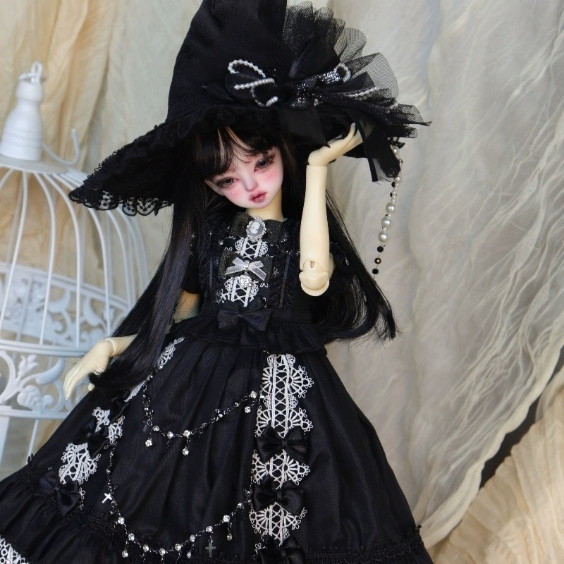 【受注】 BJD 1/4ドール用「魔女宙」ゴシックロリータドレスセット（ブラック）6点入 ［受注生産／30日以内発送］