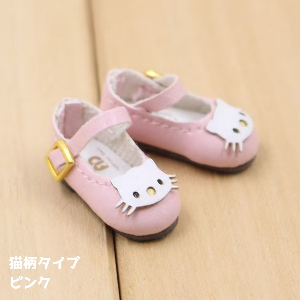 【即納】ICY/DBS ドールシューズ 1/12 ブラインドボックスドール OB22 OB24 azone (蝶リボン/猫柄)24cmドール対応・全3色