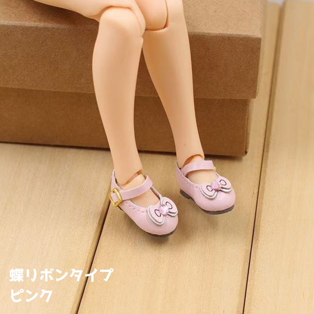 【即納】ICY/DBS ドールシューズ 1/12 ブラインドボックスドール OB22 OB24 azone (蝶リボン/猫柄)24cmドール対応・全3色