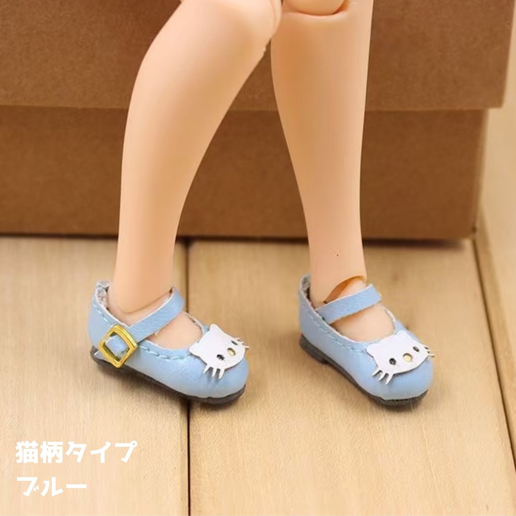 【即納】ICY/DBS ドールシューズ 1/12 ブラインドボックスドール OB22 OB24 azone (蝶リボン/猫柄)24cmドール対応・全3色